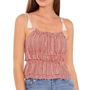 Chelsea & Violet Red Check NWT Tassel Tie Ruffle Crop Top